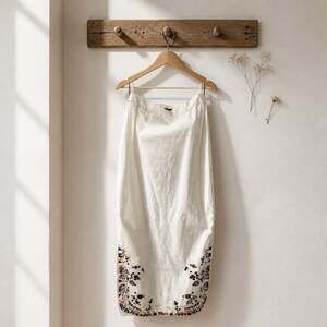 Saaksha & Kinni Couture Seasonless White Embroidered Mirror Midi Skirt,